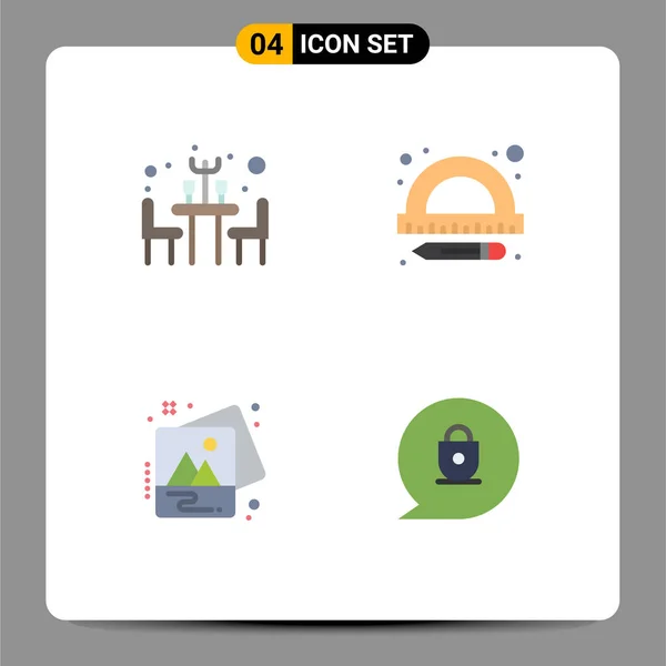 Conjunto Moderno Iconos Planos Símbolos Como Cena Arte Educación Imagen — Vector de stock