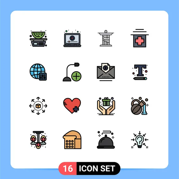 Universal Icon Symbols Group Modern Flat Color Filled Lines Configuration — 스톡 벡터