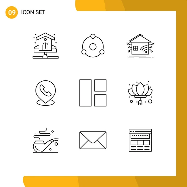 Set Commercial Outlines Pack Location Phone Crypto Currency Telephone Smart — Vector de stock