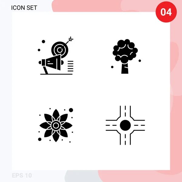 Mobile Interface Solid Gyph Set Pictograms Campaign Spring Target Apple — Vector de stock