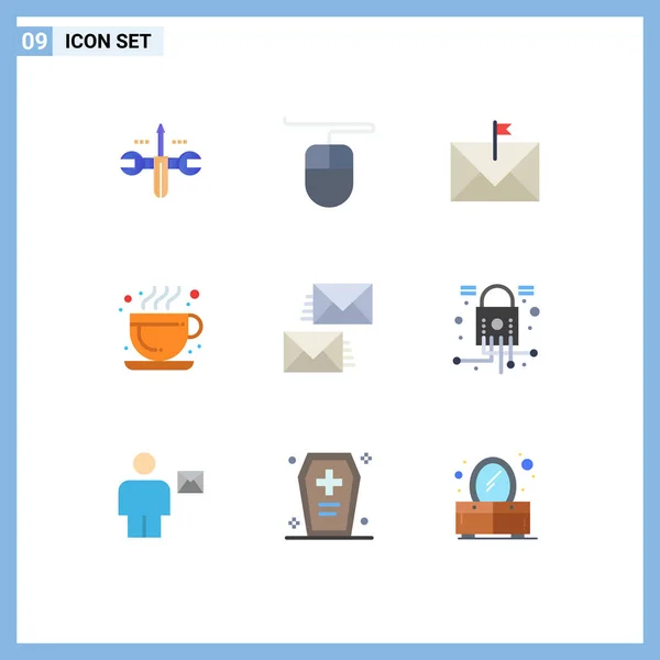 Universal Icon Symbols Gruppe Von Modernen Flachen Farben Von Mail — Stockvektor