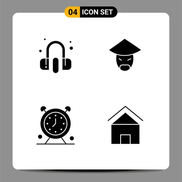 Creative Icons Modern Signs Symbols Customer Clock Earphone Monk Time — Stock Vector