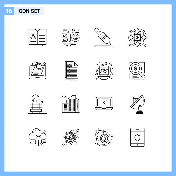 Stock Vector Icon Pack Líneas Símbolos Para Ataque Laboratorio Hoja — Vector de stock