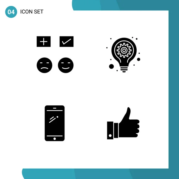 Icône Vectorielle Stock Paquet Signes Symboles Ligne Pour Emojis Téléphone — Image vectorielle