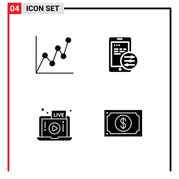 Interfejs Użytkownika Solid Glyph Pack Nowoczesnych Znaków Symboli Bankomatu Laptopa — Wektor stockowy