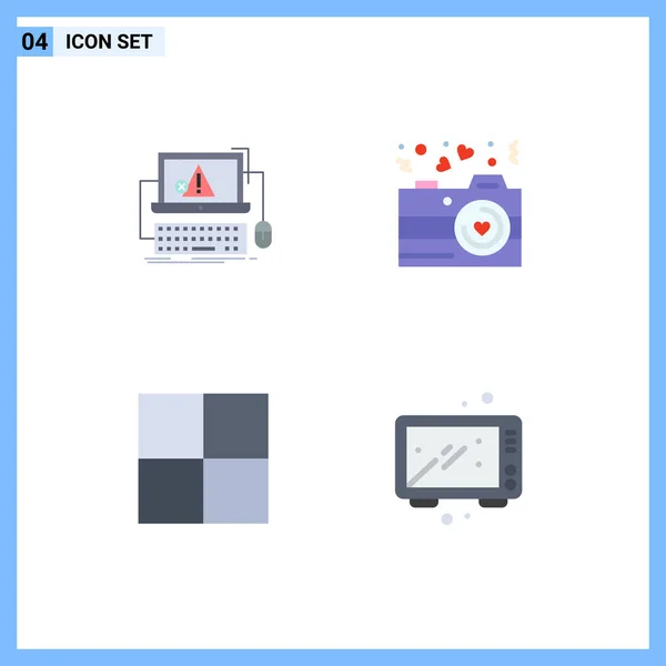 Editable Vector Line Pack Simple Flat Icons Computer Grid Failure — Stock Vector