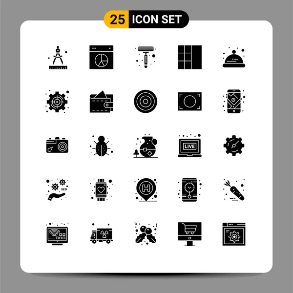 Set Commercial Solid Glyphs Pack Management Toddler Razor Hat Wireframe — Archivo Imágenes Vectoriales