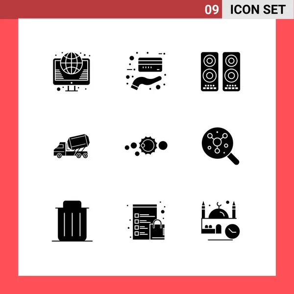 Stock Vector Icon Pack Mit Linienzeichen Und Symbolen Für Solar — Stockvektor