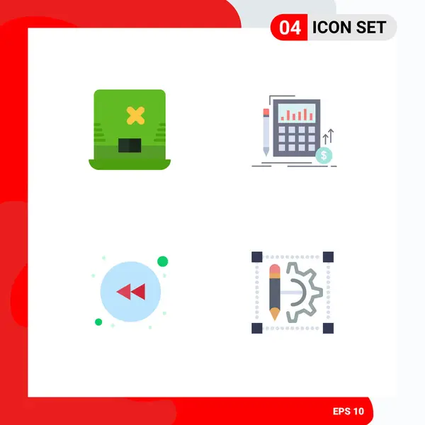 Mobile Interface Flat Icon Set Pictograms Laptop Left Calculation Investment — Archivo Imágenes Vectoriales