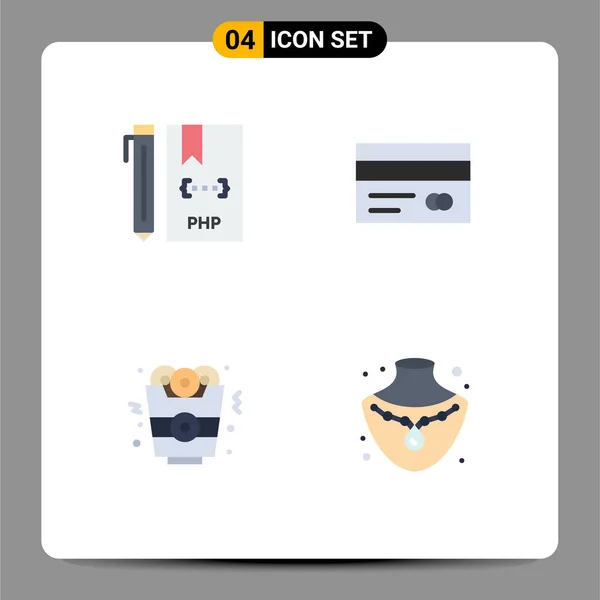 Set Modern Icons Sysymbols Signs Coding Onion Ring File Card — Vector de stock