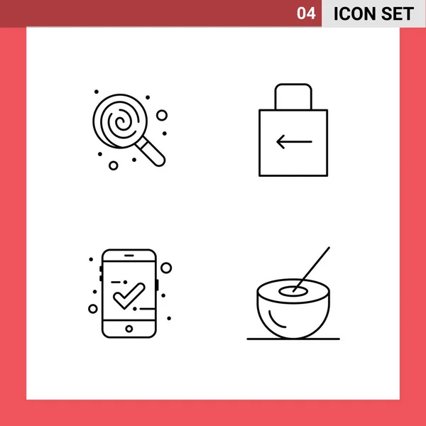 Interface Utilisateur Paquet Base Filledline Plat Couleurs Dessert Carreaux Bonbons — Image vectorielle