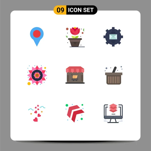 Universal Icon Symbols Group Modern Flat Colors Shopping Ecommerce Contact — Vetor de Stock