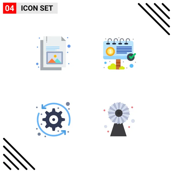 Editierbare Vektorzeilenpakete Mit Einfachen Flachen Symbolen Für Unternehmen Aktualisieren Bild — Stockvektor