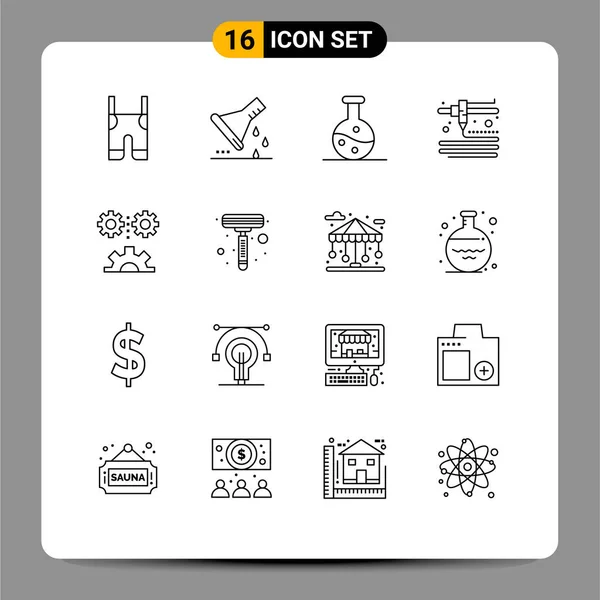 Mobile Interface Outline Set Pictograms Engineering Science Applied Science Sample — Vector de stock