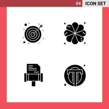 4 Modern Katı ok, arayüz, plumeria, kitap, metin Düzenlenebilir Vektör Tasarım Elemanlarından oluşan Evrensel Simge Sembolleri Grubu