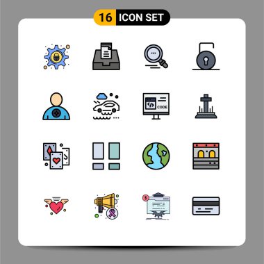 Sevilen, gövde, bulma, avatar, Düzenlenebilir Yaratıcı Vektör Tasarım Elemanları için 16 Satır İşareti ve Sembolden oluşan Stok Vektör Simgesi Paketi