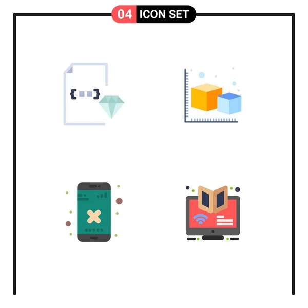 Flat Icon Concepto Para Websites Mobile Codificación Aplicaciones Cierre Documento — Archivo Imágenes Vectoriales