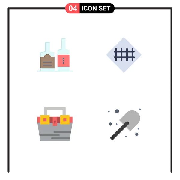 Thematic Vector Flat Icons Editable Sysymbols Alcohol Bag Bottles Road — Archivo Imágenes Vectoriales