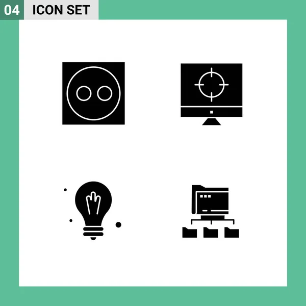 Icônes Créatives Signes Modernes Symboles Cordon Science Entreprise Ciblage Dossiers — Image vectorielle