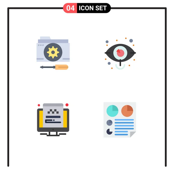 Modern Set Flat Icons Konfiguráció Látás Beállítás Szem Utazás Piktográfja — Stock Vector