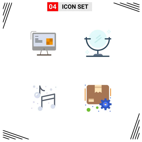 Stock Vector Icon Pack Line Signs Symbols Computer Art Lcd — 스톡 벡터