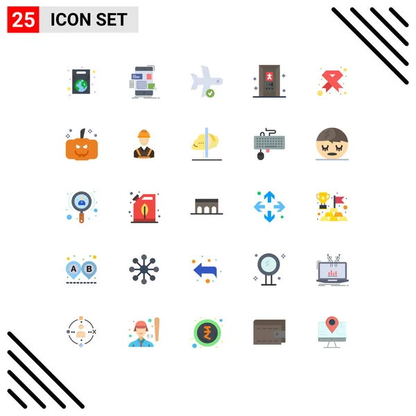 Conjunto Icones Modernos Símbolos Sinais Para Banho Banheiro Transporte Avião — Vetor de Stock
