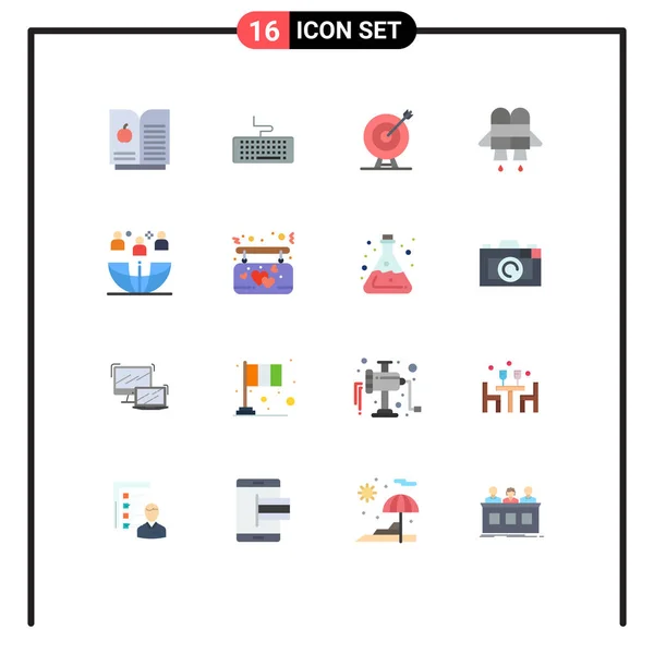 Universal Icon Symbols Group Modern Flat Colors Outsourcing International Achievement — Vetor de Stock