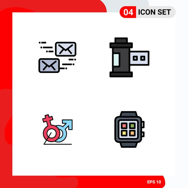 Universal Icon Symbols Group Modern Filledline Flat Colors Email Women — Vetor de Stock