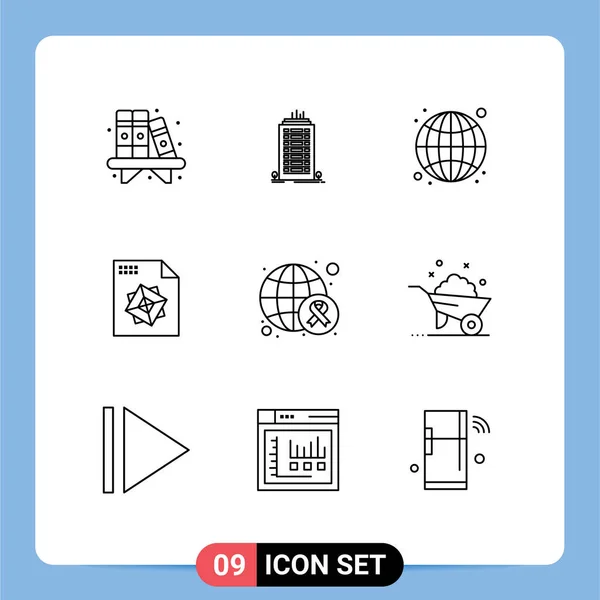 Modern Set Outlines Pictograph Day Awareness Globe Design File Editable — Stock Vector