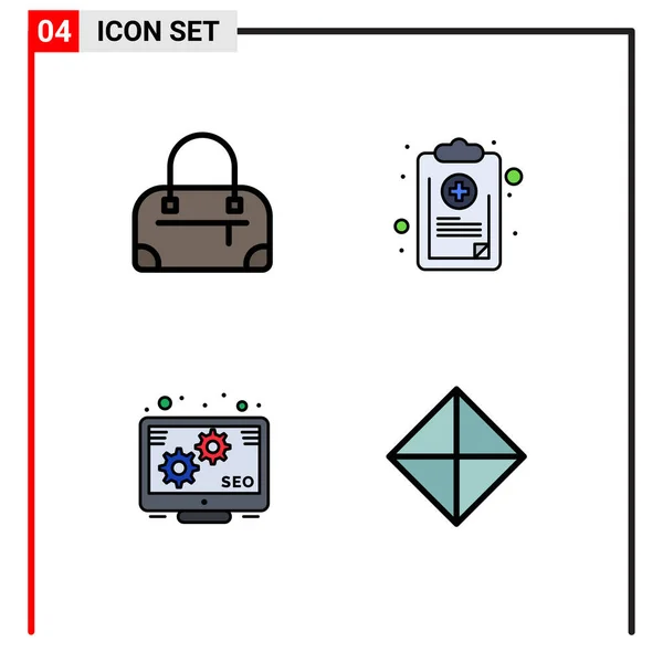 Pack Símbolos Signos Color Plano Línea Filtro Modernos Para Los — Vector de stock