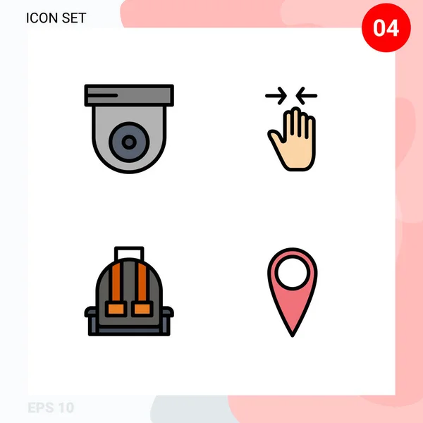 Creative Icons Modern Signs Sysymbols Camera Bag Hand Arrow School — Vector de stock