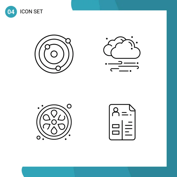 Mobile Interface Line Set Pictograms Astronomomy Lotus Weather Cloud Editable — Vector de stock