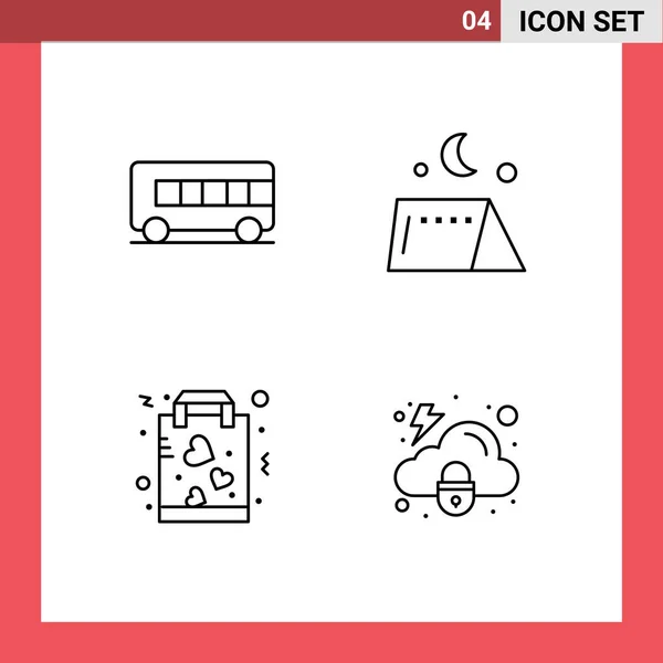 User Interface Line Pack Moderner Zeichen Und Symbole Für Bus — Stockvektor