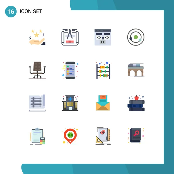 Universal Flat Colors Set Web Mobile Applications Chair Chemistry App — Stockový vektor