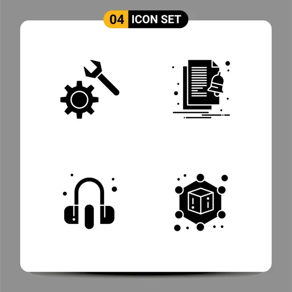 Universal Icon Symbols Group Modern Solid Glyphs Setting Service Alert — Stock Vector