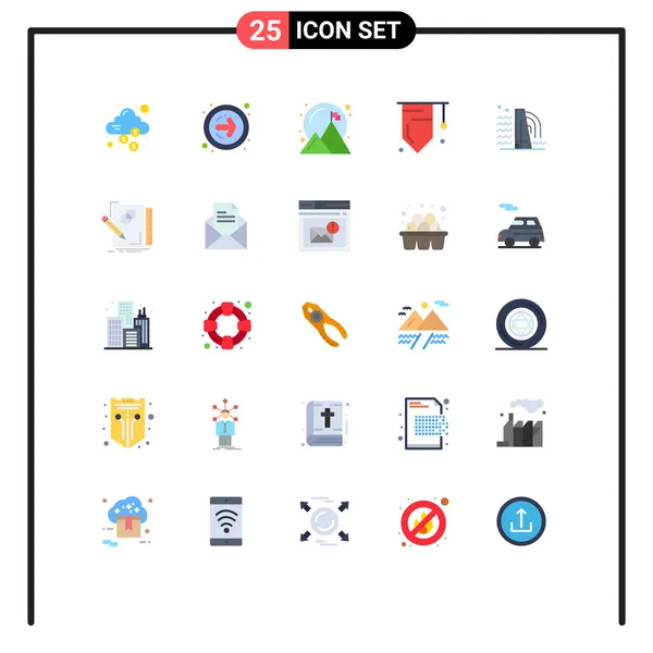 Interface Usuário Flat Color Pack Modern Signs Symbols Construction Success — Vetor de Stock