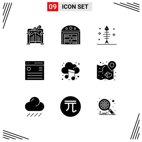 Stock Vector Icon Pack Líneas Símbolos Para Música Audio Halloween — Archivo Imágenes Vectoriales