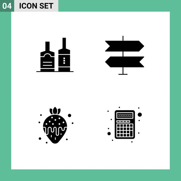 Stock Vector Icon Pack Mit Linienzeichen Und Symbolen Für Alkohol — Stockvektor
