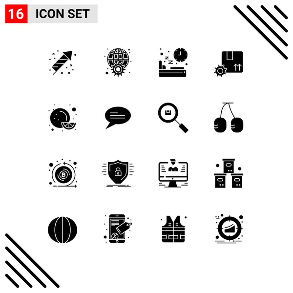 Mobile Interface Solid Glyph Set Pictograms Gear Premium Product Web — Stockový vektor