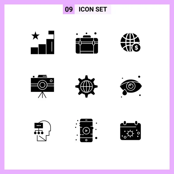 Stock Vector Icon Pack Mit Zeilenzeichen Und Symbolen Für Sicherheit — Stockvektor