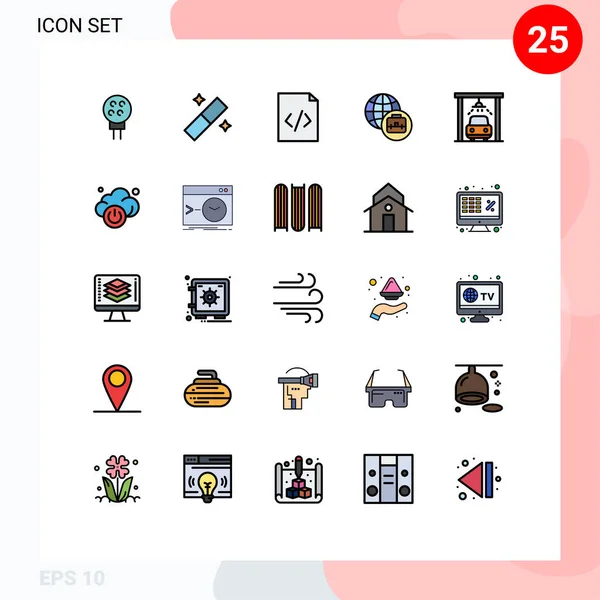 Set Modern Icons Sysymbols Signs Admin Power Document Cloud Service — Archivo Imágenes Vectoriales