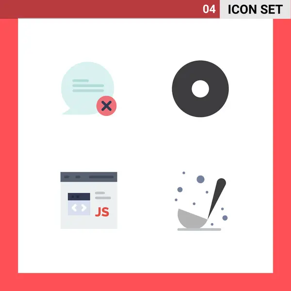 Mobile Interface Flat Icon Set Pictograms Chat Development Interaction Code — Archivo Imágenes Vectoriales