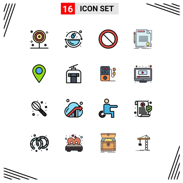 Set Modern Icons Symbols Signs Map Paper Ban Document Contract — Stock Vector
