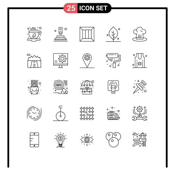 一套25个现代用户界面图标符号 用于咖啡馆 货币可编辑向量设计元素 — 图库矢量图片