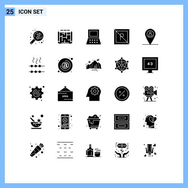 Interfejs Użytkownika Solid Glyph Pack Nowoczesnych Znaków Symboli Człowieka Lokalizacja — Wektor stockowy