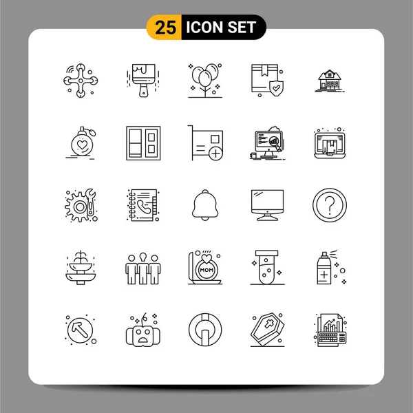 Creative Icons Modern Signs Sysymbols Home Security Balloons Protection Party — Vector de stock
