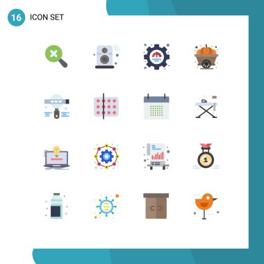 Web siteleri Mobil ve Uygulamalar için 16 Düz Renk konsepti, şükran günü, verimlilik, squash, Sonbahar Düzenleme, Yaratıcı Vektör Tasarım Elemanları Paketi