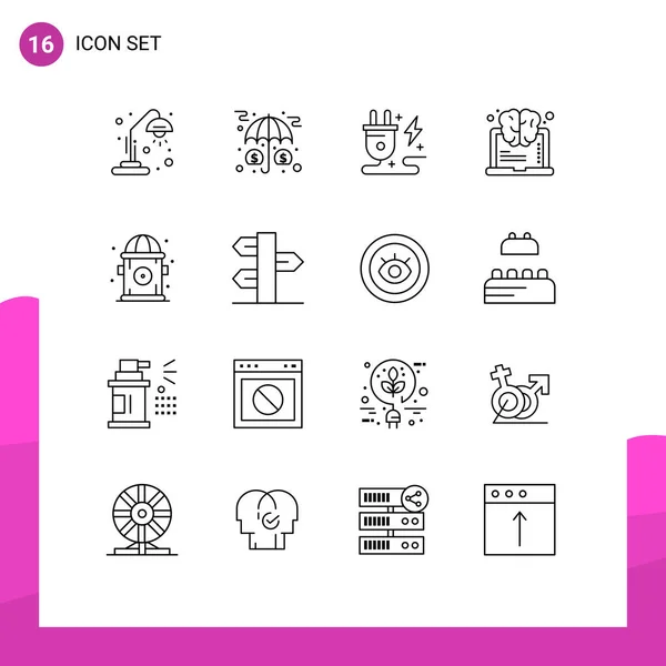 Set Modern Icons Sysymbols Signs City Success Protection Learning Nature — Vector de stock