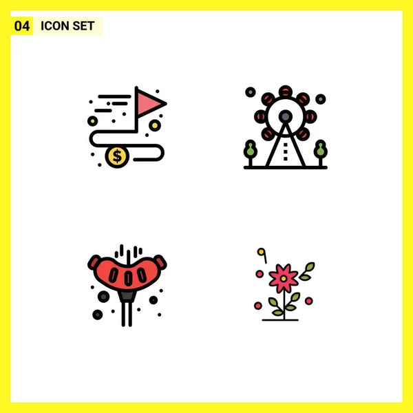 Set Accomplish Pork Goal Park Camped Editable Vector Design Elements — 스톡 벡터