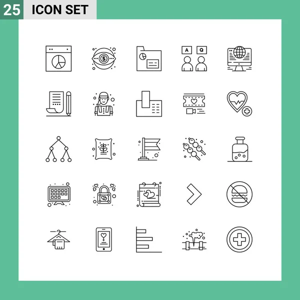 User Interface Line Pack Modern Signs Symbols Education Money Answers — Vetor de Stock